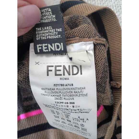 FENDI Brown Zucca Monogram Knit Crop Top & Leggings Set | Size US 4 / IT 40 - Picture 6 of 14